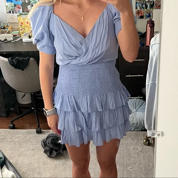 do+be blue dress Garden Midi Dress, in Baby Blue Luxe Satin, Size: Small | Show Me Your Mumu